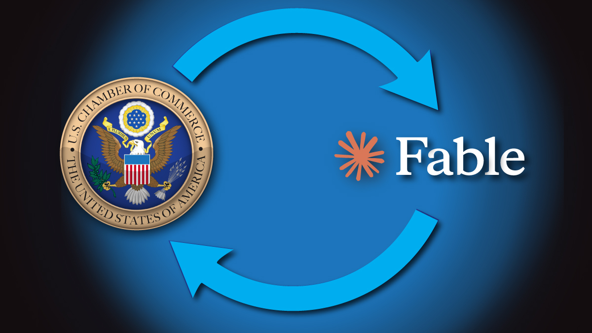 Claude Fable and the US Chamber of Commerce Seal connected in a loop