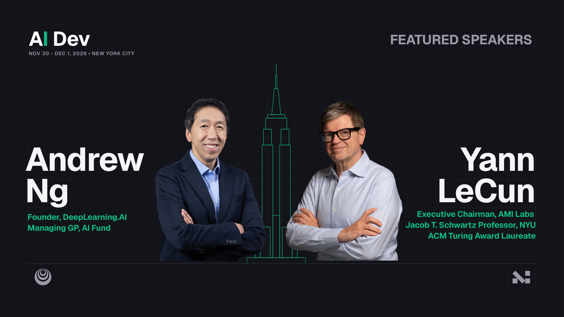 Andrew Ng and Yann LeCun are featured speakers at AI Dev NYC.