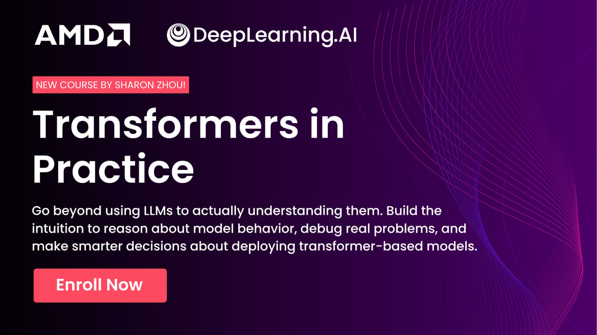 Course promotion by DeepLearning.AI and AMD encourages deeper LLM understanding and application skills; enroll today.