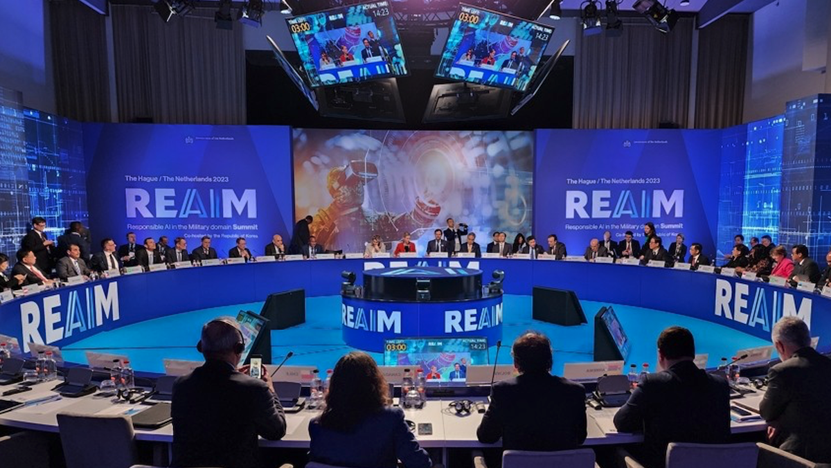 Global leaders discuss Responsible AI in the military at the REAIM 2023 summit in The Hague, Netherlands.