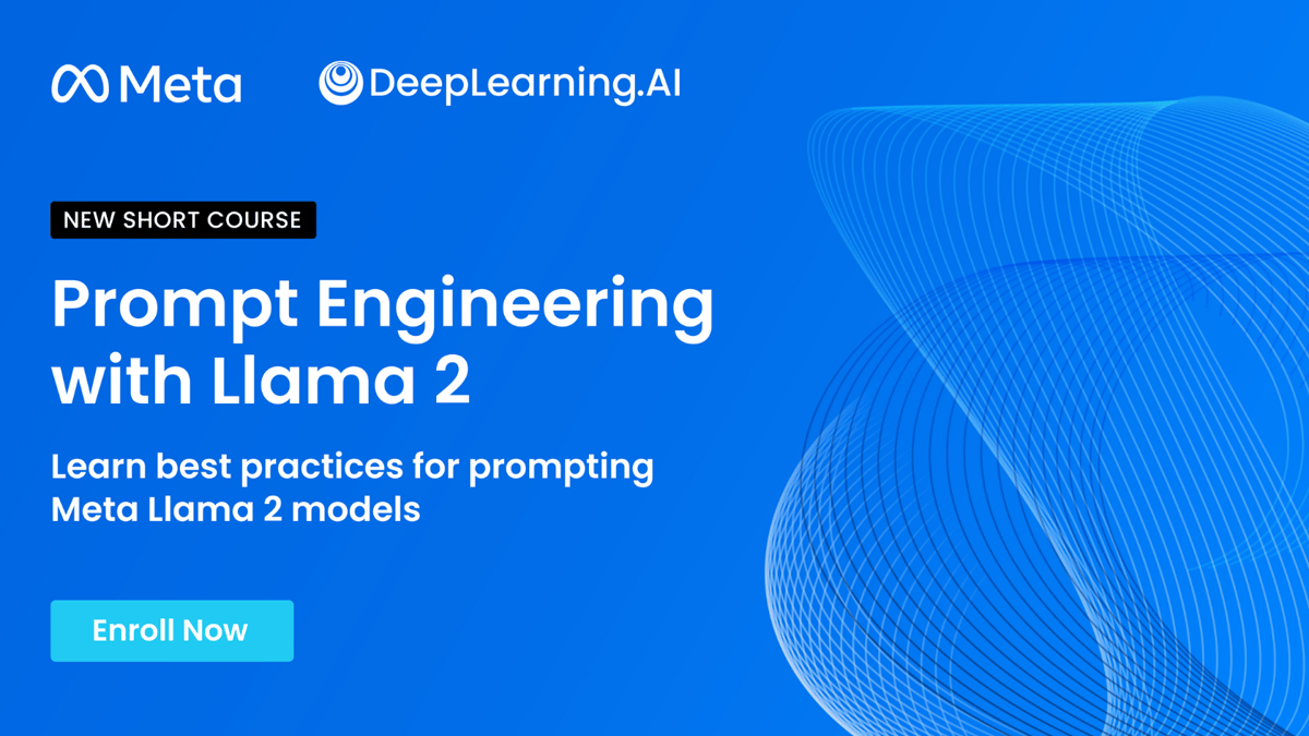 Prompt engineering with Llama 2 short course promotional banner