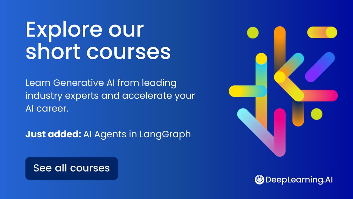 Promotional banner for DeepLearning.AI's catalog of short courses