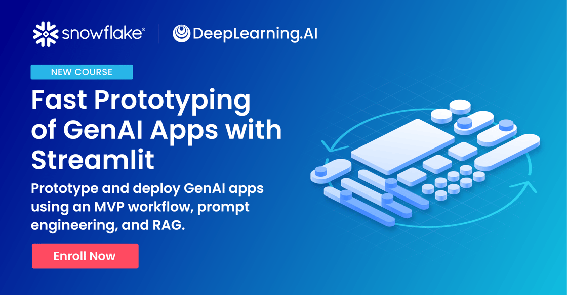 Fast Prototyping of GenAI Apps with Streamlit promotional banner with an "Enroll Now" button